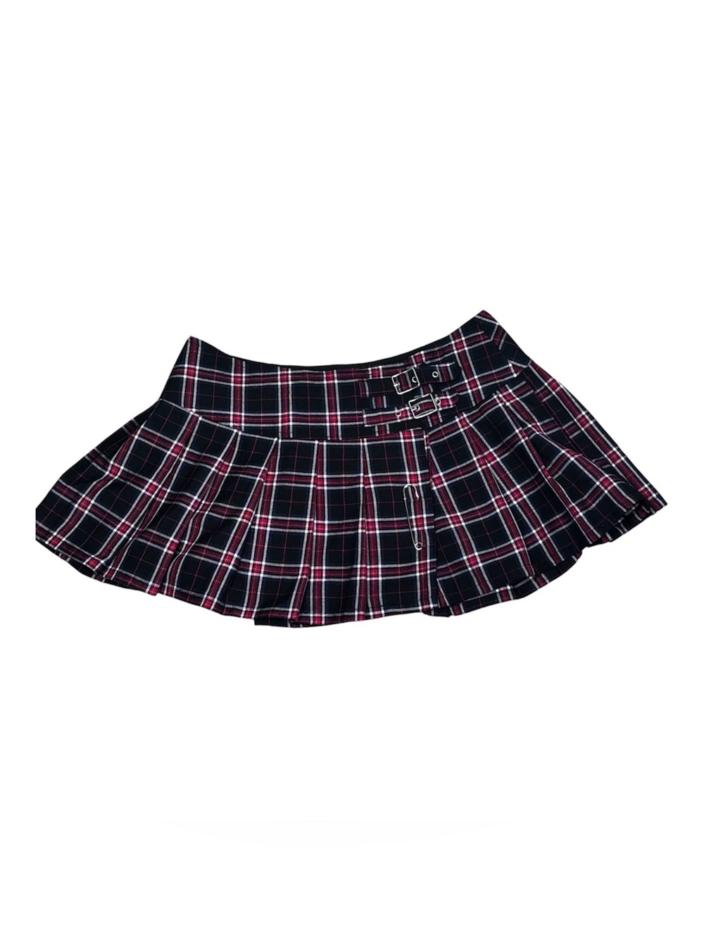 Lip Service Plaid Pleated Mini Skirt with Buckle Size Medium